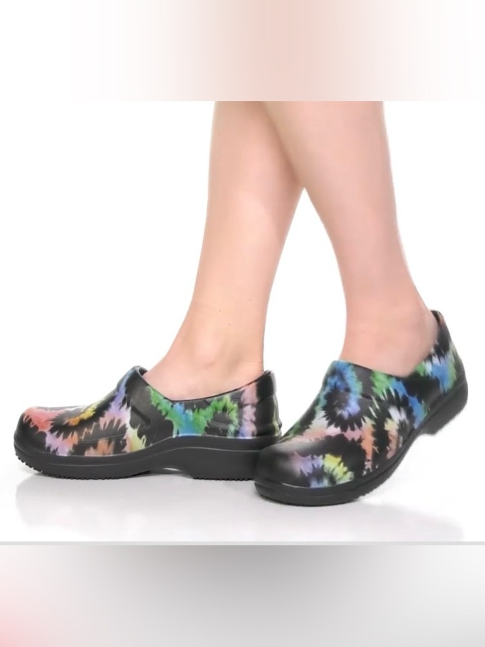 CROCS Women’s Neria Pro II Graphic Tie-Dye Clogs | Slip resistant  | Work shoe.